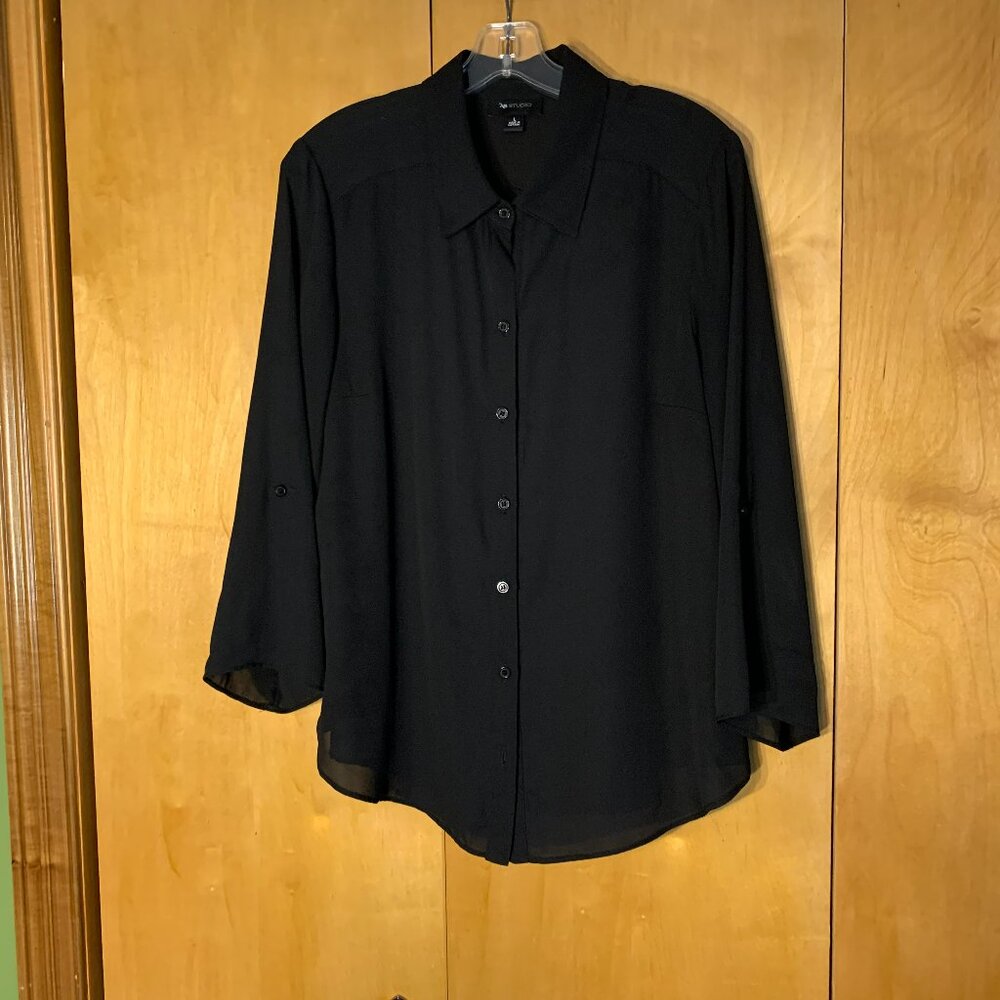 AB Studio Black flowy blouse, size Large